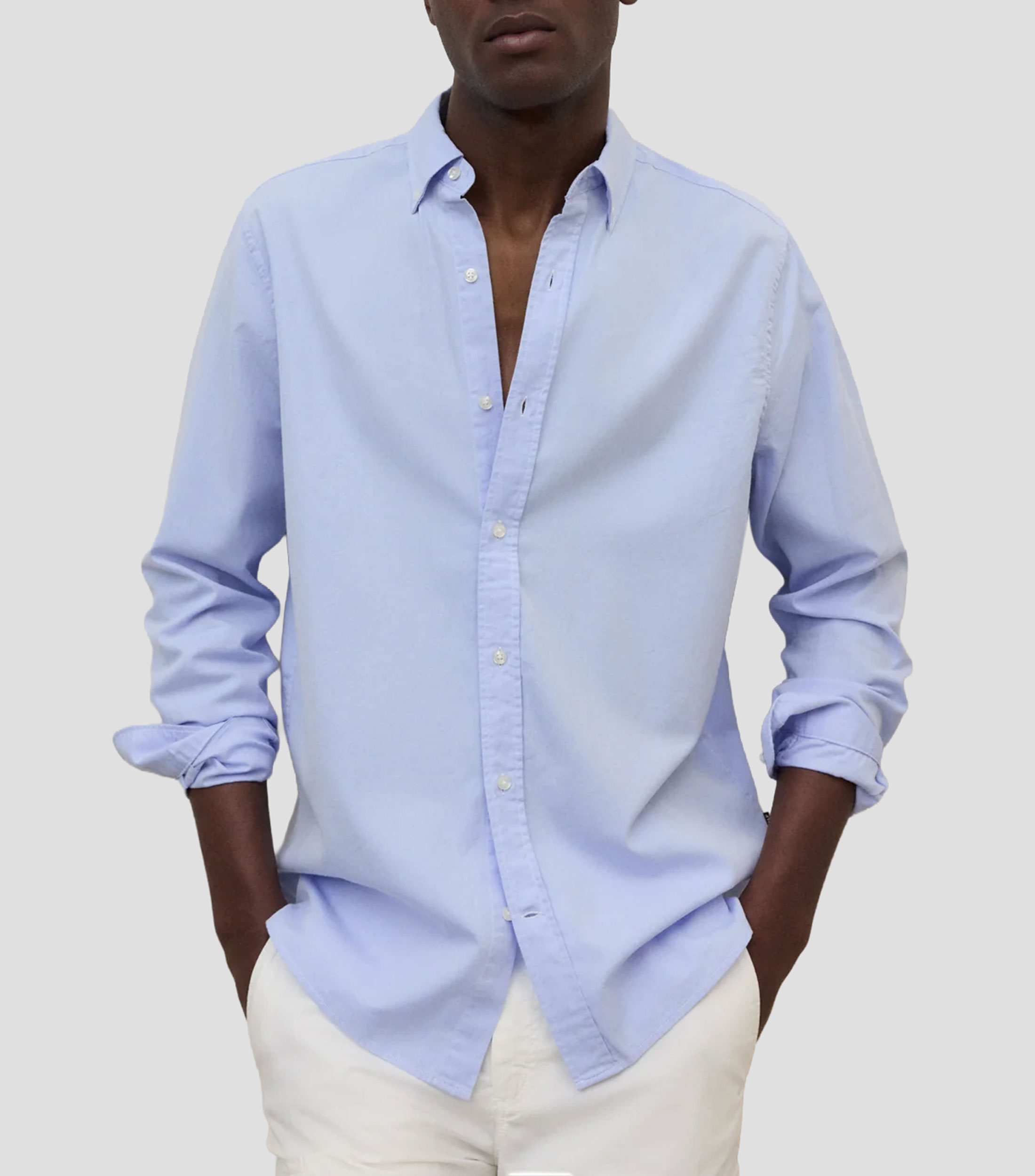 Camisa lisa manga larga Hombre
